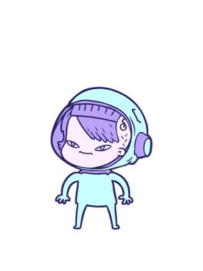 Çizgi filmdeki astronot kadının animasyonunu genişletiyorum.