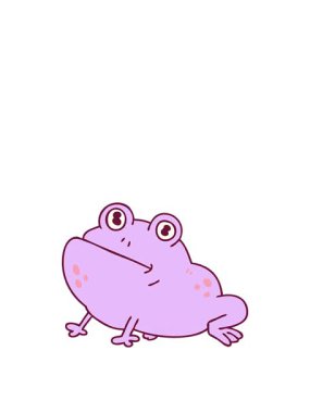 Parlak renkli çizgi film karakteri kurbağanın el hareketli animasyonu