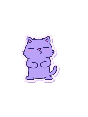 Garip bir el çizimi kedi çıkartmasının yatay titreşimli animasyonu