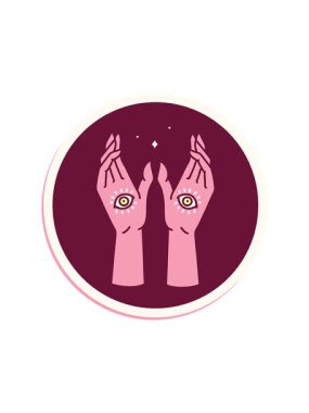 Parlak parlak renkli avuç içi okuma işaretinin canlandırması