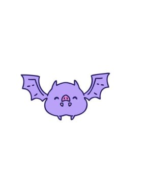 Süper şirin bir Cadılar Bayramı yarasasının yatay titreşimli çizgi filmi