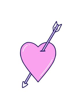 Bir ok ve kalbin ikonik dövme stili çizgi filminin neon ışık efekti animasyonu