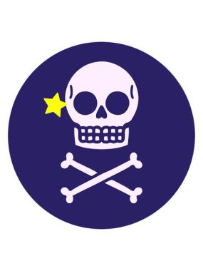 Parıldayan yıldızlar, bir kafatasının ikonik dövme ikonunun canlandırmasını etkiler.