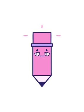 şirin bir kalem karikatürünün animasyonunu salla ve durdur