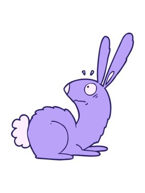 Çizgi filmin hareketli animasyonu ürkmüş tavşan.