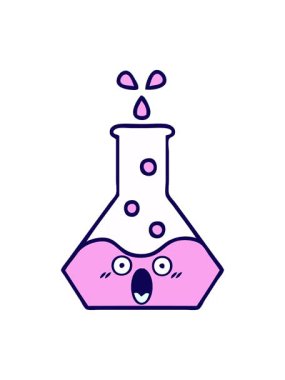 Neon ışık efektleri bilim şişesinin sevimli çizgi filminin animasyonu