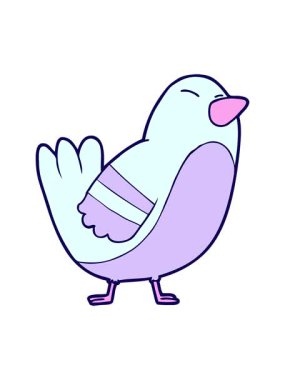 Çizgi film neon rengi kuşun neon ışık efekti canlandırması