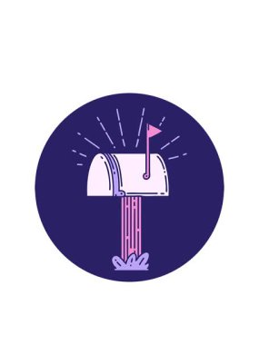 Dövme stili kapalı posta kutusu simgesinin yanıp sönen radyal çizgileri