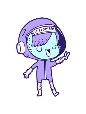 Uzay astronotu kadın tasarımının titreşimli hareket animasyonu