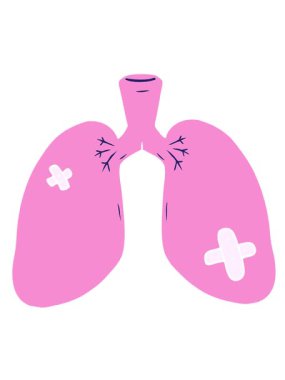 Düz renkli çizgi filmin hareketli animasyonu düzeltilmiş akciğerler.