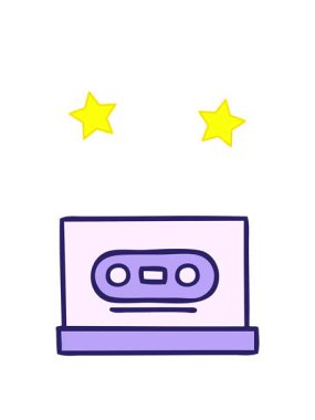 dönen yıldızlar eski bir kasetin sevimli çizgi filmlerinin animasyonları