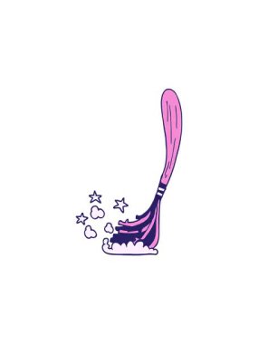 Karikatür karalama sihirli süpürgenin gösterişli satış animasyonu