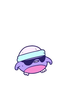 Güneş gözlüklü havalı noel robin çizgi filminin yükseliş ve yüzme animasyonu