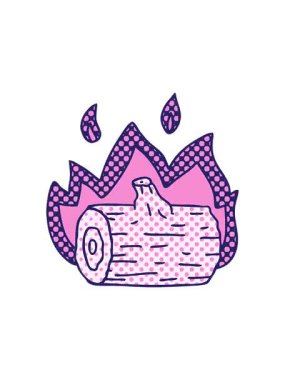 Dikkat çekici çizgi roman tarzı karikatür kamp ateşi animasyonu