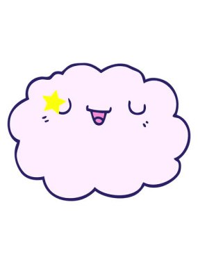 Parlayan yıldızlar çizgi film bulutunun animasyonunu etkiler.