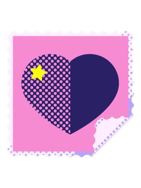 Parıldayan yıldızlar, kalp sembolü grafik kare etiket damgasının canlandırılmasını etkiler