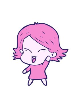 Mutlu çizgi film kızı çiziminin dikkat çekici animasyonu.