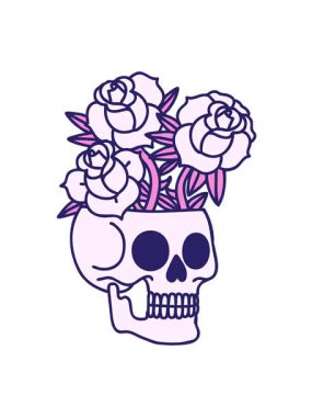 Bir kafatası ve gülün ikonik dövme şeklindeki titreşimli animasyonu