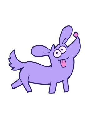 Elle çizilmiş çizgi filmin basınçlı animasyonu mutlu köpek.