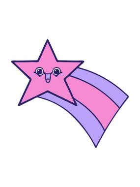 Kayan bir gökkuşağı yıldızının tatlı bir çizgi filmini salla ve durdur