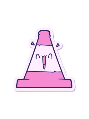 Bir çizgi film trafik konisi çıkartmasının dikkat çekici animasyonu