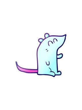 freehand çizilmiş çizgi film faresinin radyoaktif parlayan animasyonu