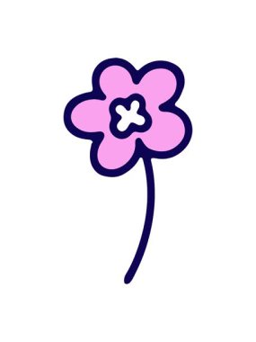 Sevimli bir çiçeğin çiziminin neon ışık efekti