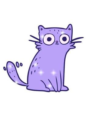 glitter effect animation of cartoon staring cat