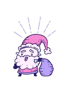 Geleneksel dövme stili Noel Baba Noel Baba karakterinin çuval ile çiziminin canlandırılması efekti