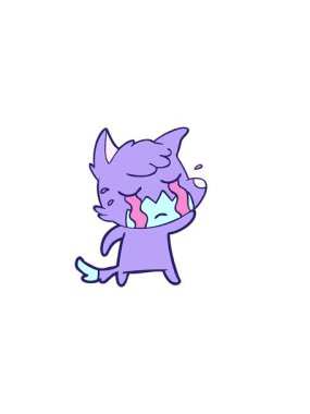 Üzgün tilki çizgi film karakterinin yatay titreşimli animasyonu