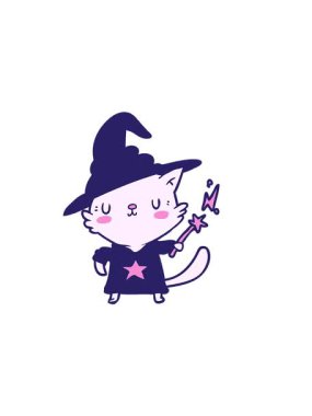 Sihirli çizgi film kedi sihirbazının yatay titreşimli animasyonu