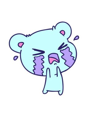 Parlak ışık efektleri, ağlayan şirin bir ayının serbest çiziminin animasyonu.