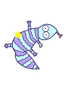 Parıldayan yıldızlar çizgi film kertenkelesinin animasyonunu etkiler.