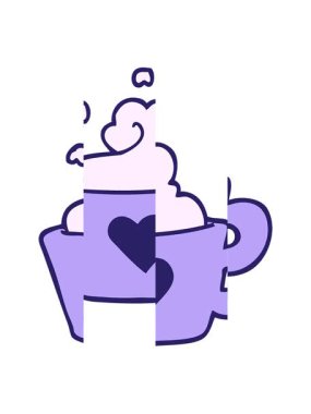 El çizimi çizgi film tarzı kahvenin bölünen hareketli animasyonu