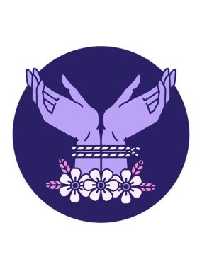 Basınç, ikonik dövme stili bir animasyon. Elleri bağlı.