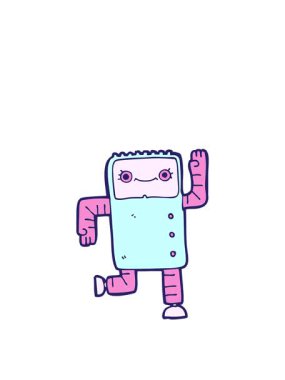 Retro çizgi film robotunun yükselişi ve yüzdürülmesi