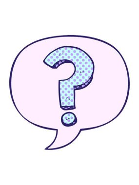 Soru işareti ve konuşma baloncuğunun titreyen hareketi