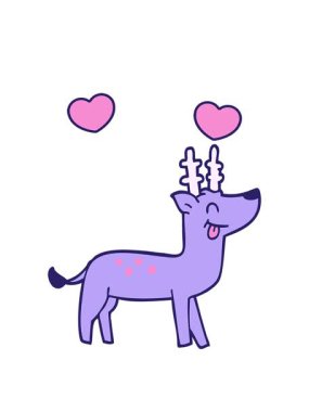 Karikatür karalamalarının dönen kalpleri mutlu ren geyikleri