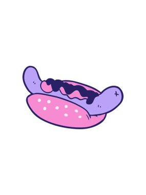 Dikkat çekici çizgi film canlandırması taze lezzetli sosisli.