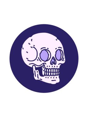 Bir kafatasının ikonik dövme şeklindeki görüntüsünün hareketli animasyonu