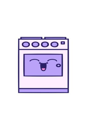 Mutfak fırınının çizgi filminin hareketli animasyonu