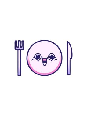 Dikkat çekici bir yemek tabağının gölgeli çizgi filmi.