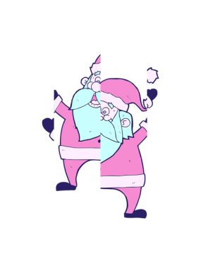 Neşeli Noel Baba çizgi filminin bölünmüş hareket canlandırması