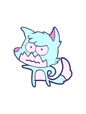 Çizgi film rahatsız tilki tasarımının dönen hareket animasyonu