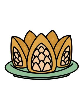 Bir tabakta Brezilya usulü tavuk coxinha hareketli animasyonu