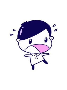 Sevimli çizgi filmin neon ışık efekti animasyonu şok adam.