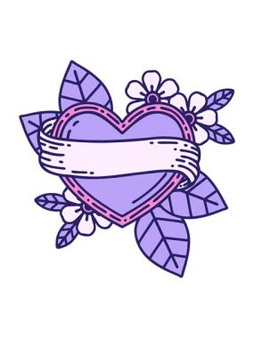 Parlak ışık efekti ikonik dövme görüntüsü kalp ve bayrak