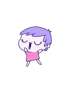 Şirin kawaii kısa saçlı kız karikatürü çizilmiş el yapımı animasyon.