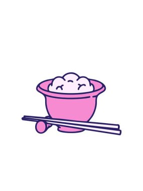 Geleneksel yemek çubuklarıyla Japon pilavının çizgi filminin yanıp sönen radyal çizgileri.