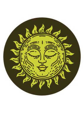 Dövme stili güneş görüntüsünün renk canlandırması